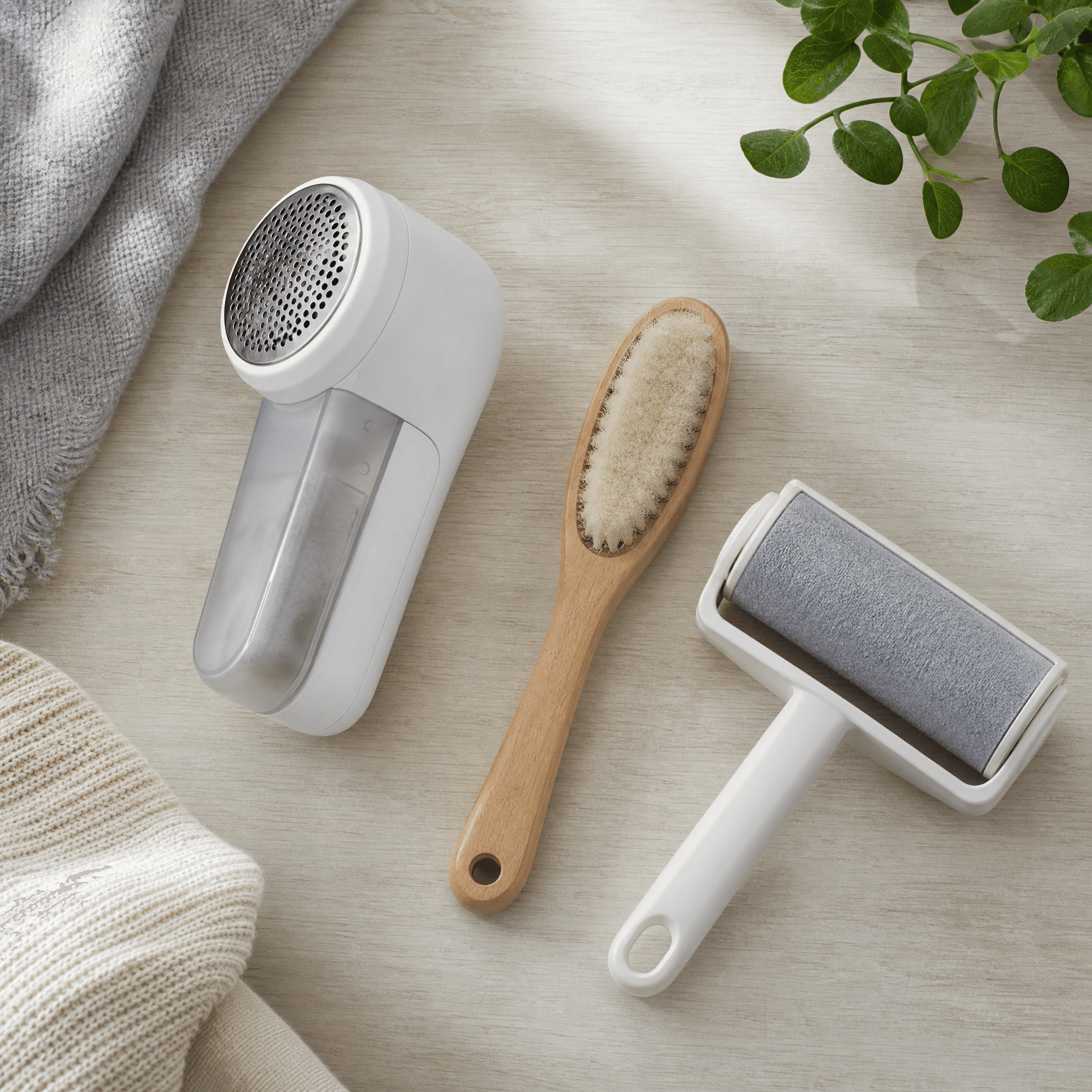 Upholstery & Fabric Care Kit — Fabric shaver lint remover, Garment care brush, Reusable pet hair roller